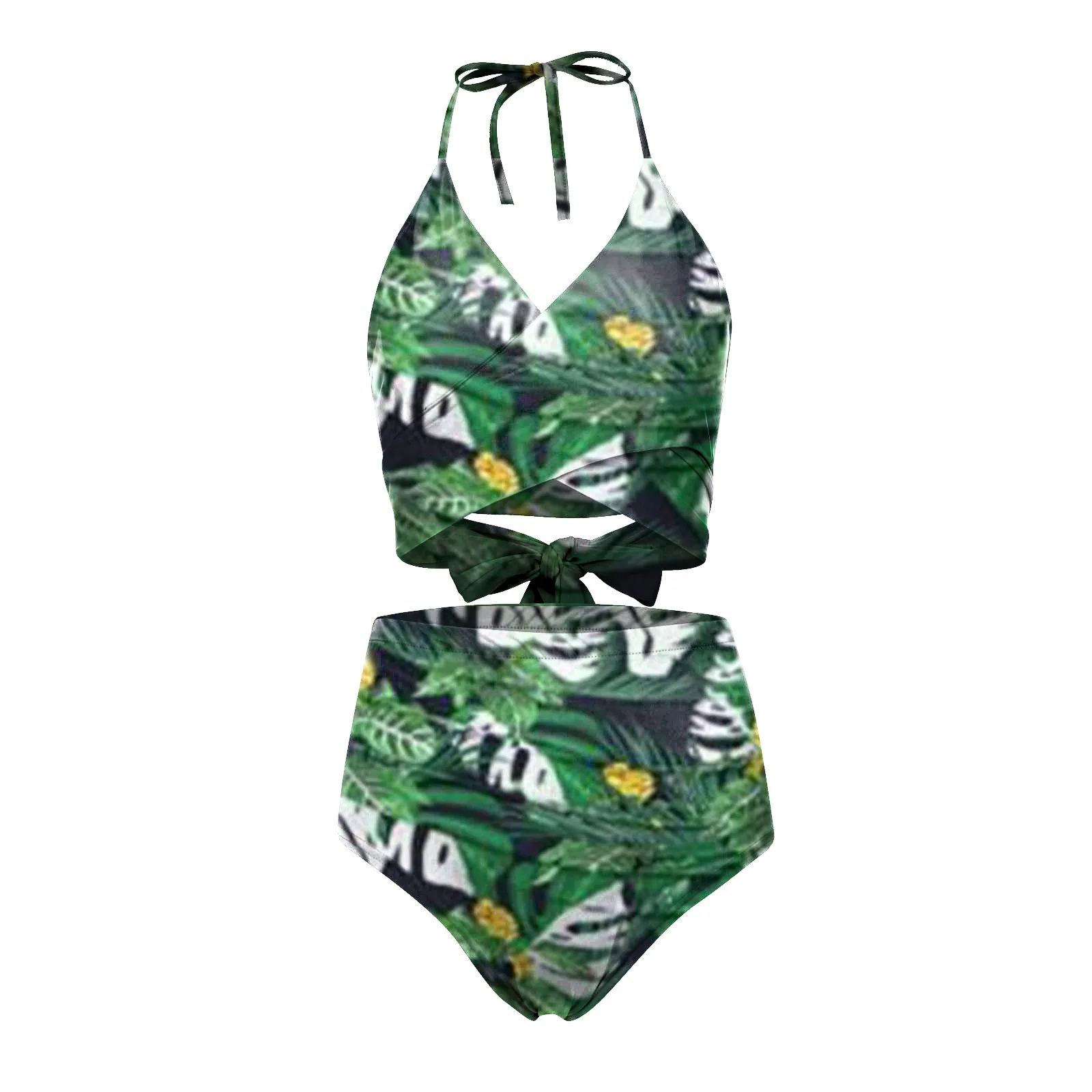 

Female Swimsuit High Waist Bikini Women Leopard Striped Print Swimwear Two-pieces Bikini Set Ribbed Bather Bathing Suit Swim