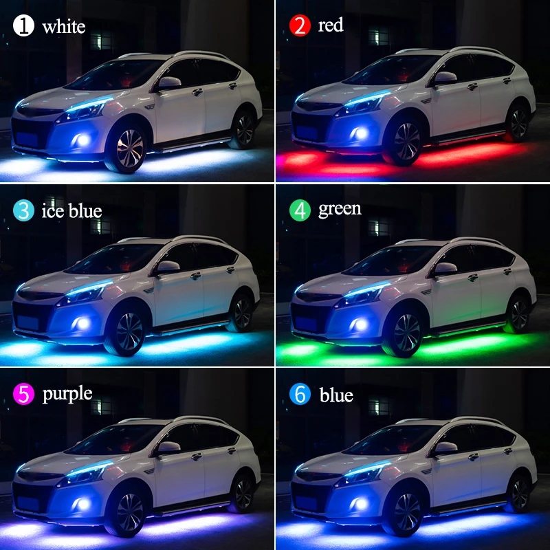 

4PCS Car Underglow Light Flexible Strip LED Underbody Lights APP Car Led Neon Ambient Light RGB Decorative Atmosphere Lamp