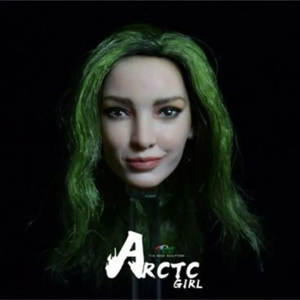 Новый в наличии 1/6 Arctic голова девушка Sculpt резьба зеленый волосы арт BY T6 для детей