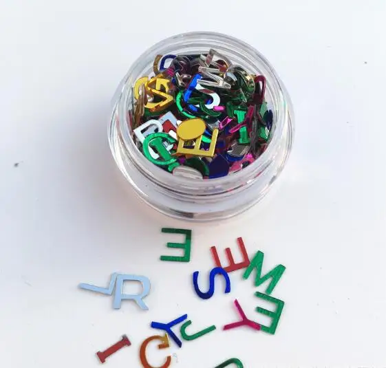 720 шт лазерные блестки для ногтей 3D Смешанные Буквы 26 дизайнов голографические