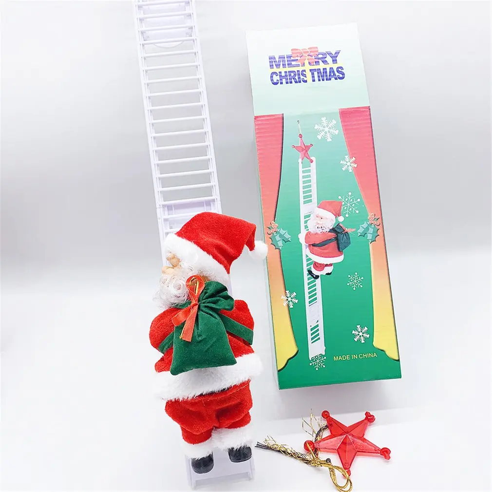 

Elk Santa Claus Doll Christmas Decorations For Home Electric Sled Elk With Music Play Santa Claus Climb Kids Funny Electric Toy