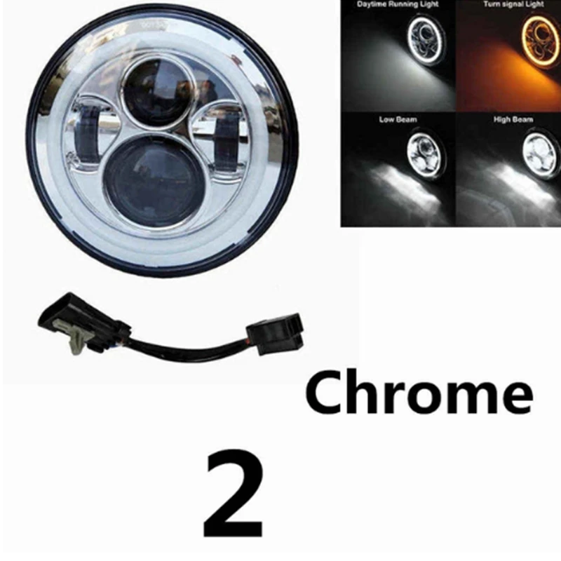Круглый 7 &quotМотоцикл черный проектор мотор HID светодиодный светильник лампа