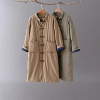 linen chinese winter cotton style retro color plate buckle thickened cotton suit womens warm cotton coat