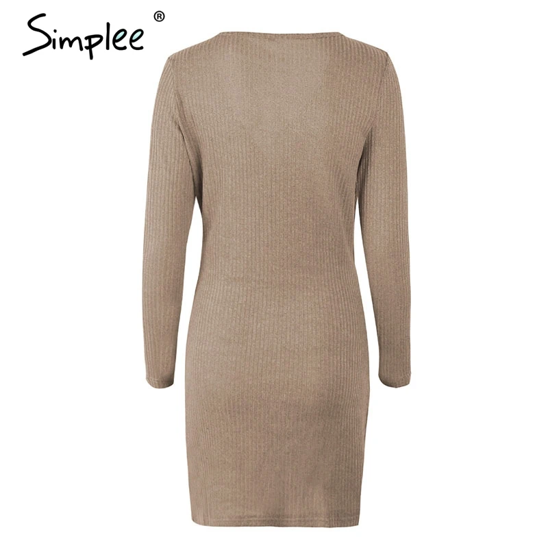 Женское осенне-зимнее мини-платье Simplee с длинным рукавом сексуальное