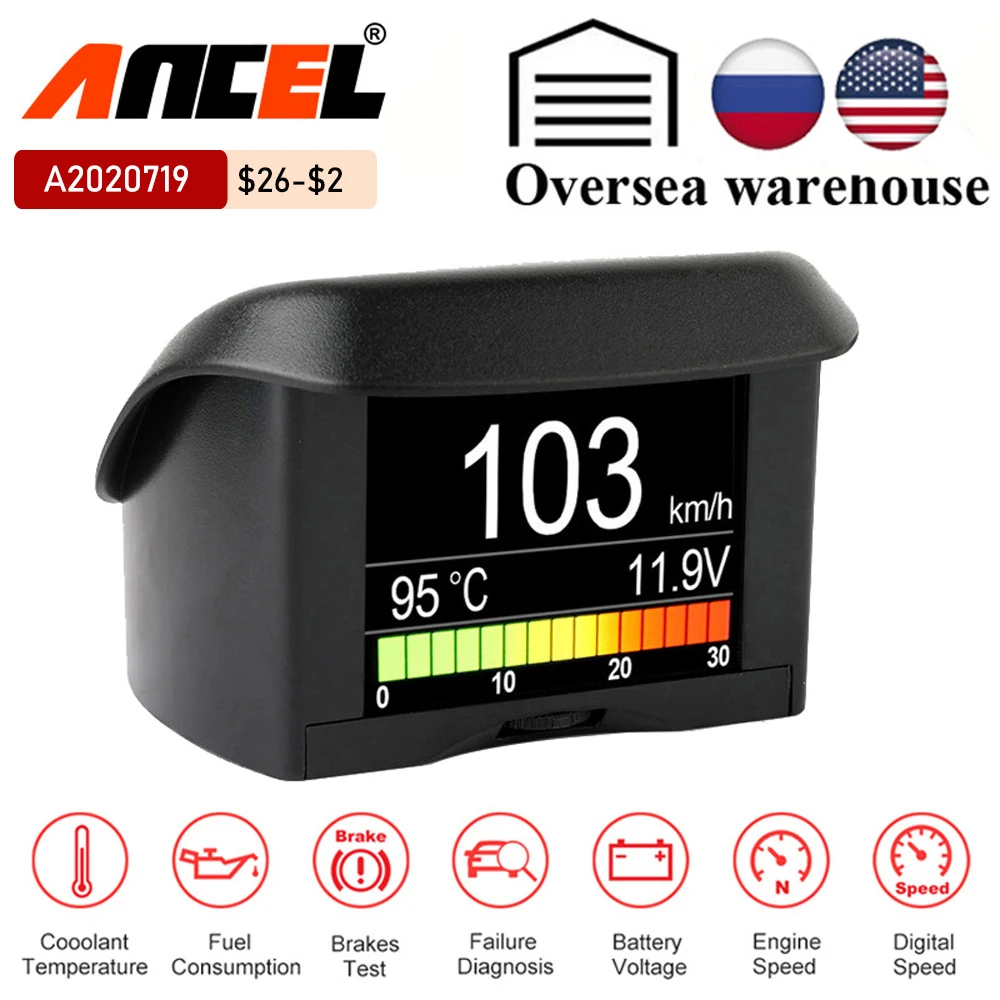 

Automobile On-board Computer ANCEL A202 Car Digital OBD 2 Computer Display Speed Fuel Consumption Temperature Gauge OBD2 Scanner