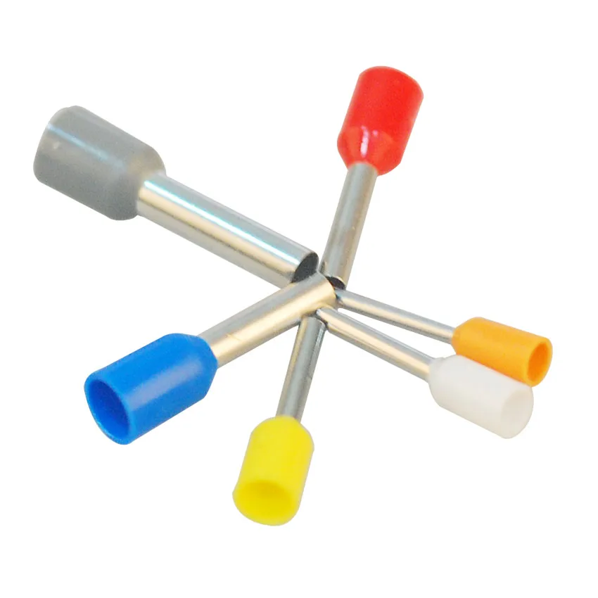 1000 шт. трубчатые изолированные клеммы для электрических проводов VE1010