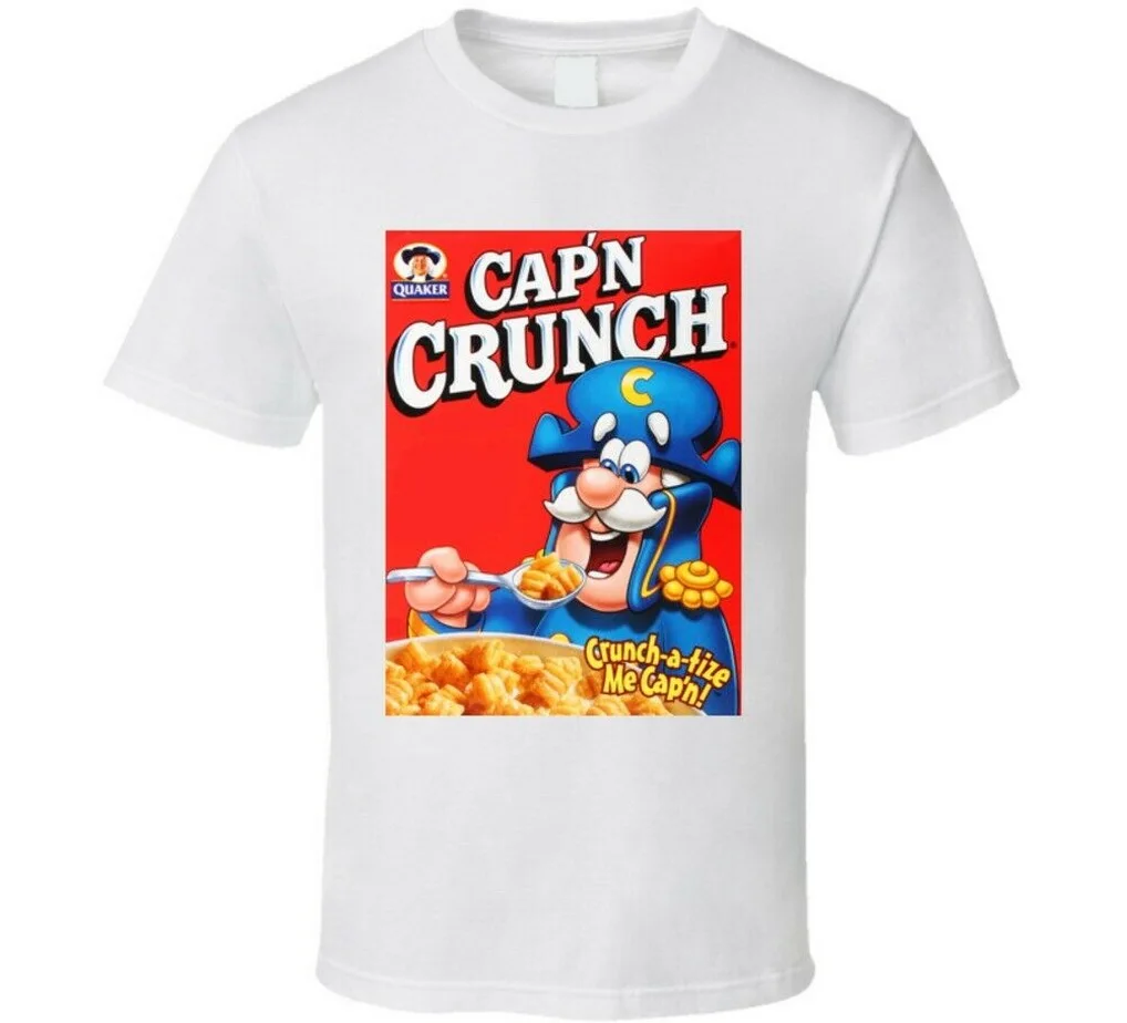 Quaker Cap'n Crunch Мужская футболка с логотипом для завтрака и зерновых| |
