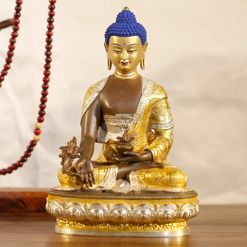 

GOOD quality Buddha statue Asia Nepal Tibet HOME temple bless safe healty good luck Gilding Sakyamuni Medicine buddha statue