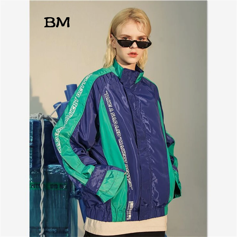 kpop fashions reflective jacket women korean style coat streetwear harajuku clothes 2019 hip hop outerwear Stitching clothing | Женская