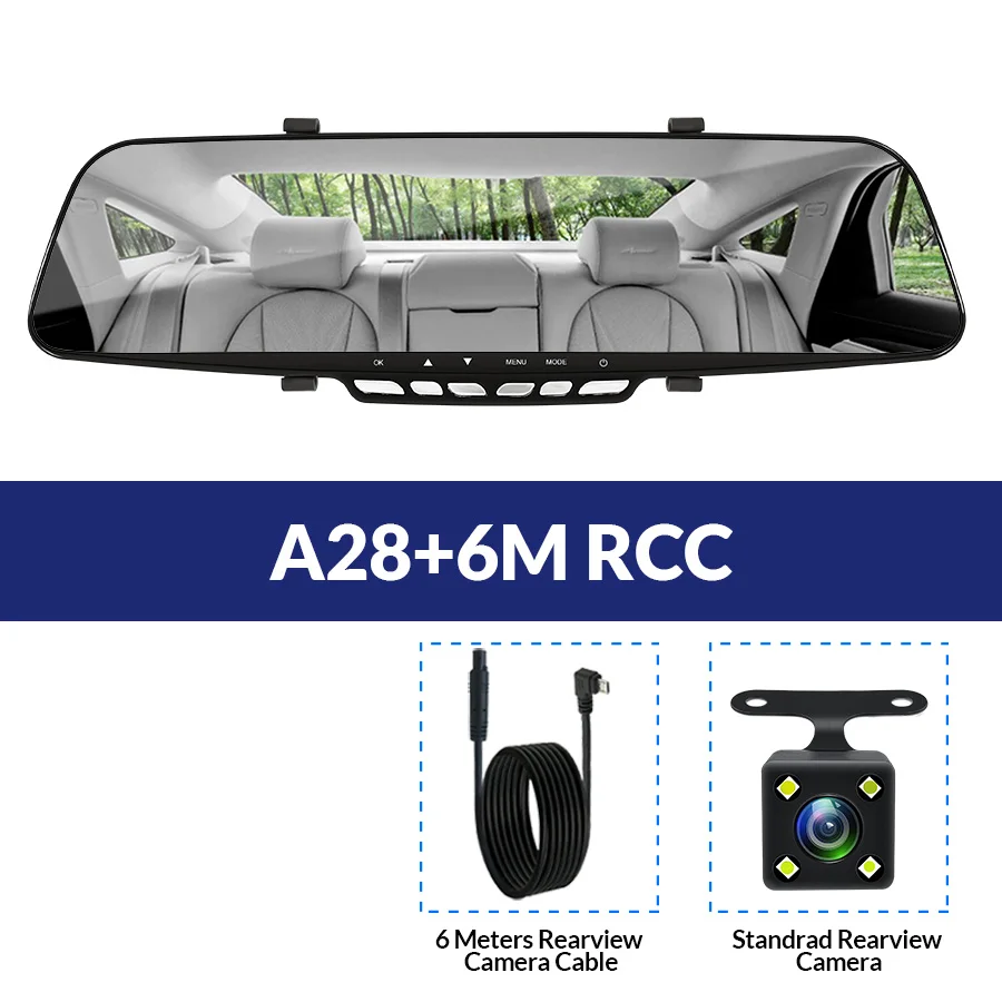 A28-6M RCC E-ACE, 4,3 дюймов, двойная, 1080 P, HD зеркальная камера, ночное видение, Автомобильный видеорегистратор, камера заднего вида, парковочная линия с камерой заднего вида, видеорегистратор - Название цвета: A28-6M RCC
