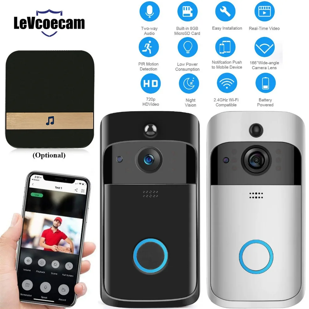 WI FI дверной звонок Смарт IP видео домофон телефон двери Камера для квартиры ИК