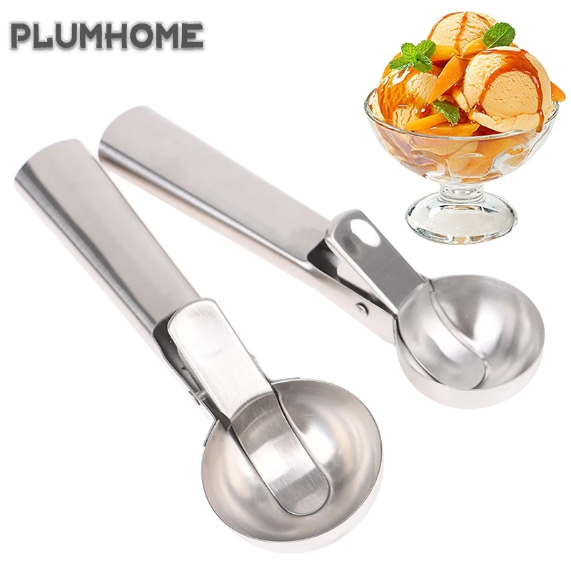 

Hot Sale Stainless Steel Ice-cream Scoop Cookie Dough Meat Balls Scoops Ice Cream Watermelon Spoons Kitchen Accessory 2 Sizes