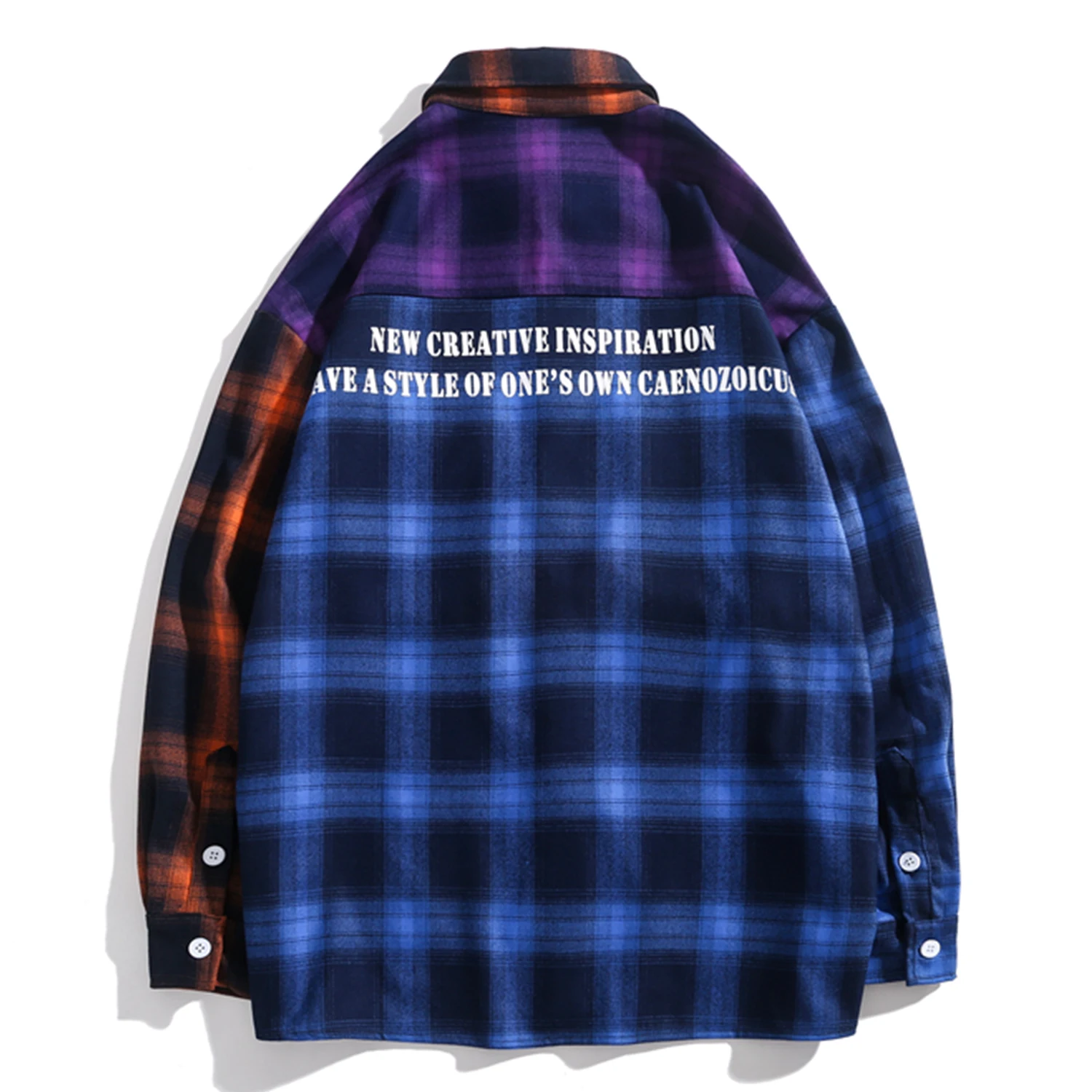 Aelfric Eden хип хоп Лоскутная Клетчатая Мужская рубашка с буквенным принтом 2019 Harajuku
