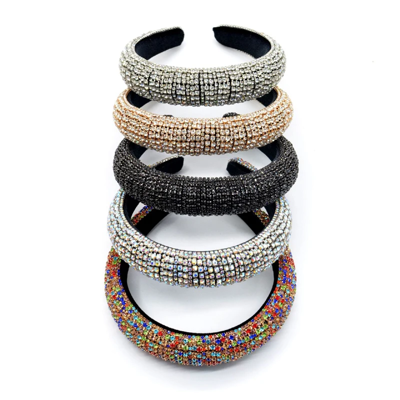 

2021 New Women's Hair Band Rhinestone Sponge Wide Brim Headband Fashion Outdoor Universal