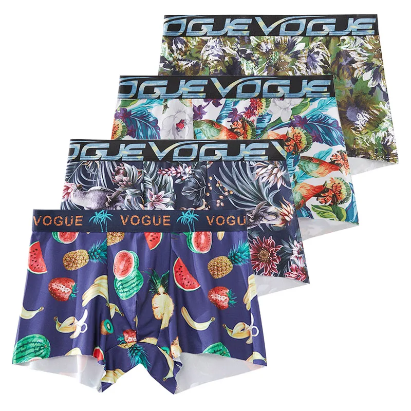 

2pcs 4pcs/lot Mens Underware Fancy Men Boxer Underwear Sexy Lingerie Intimate Hot Underpants Man Ice Silk Men's Panties For Gay