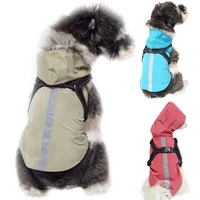 reflective dog raincoat waterproof pet clothes rain jacket with chest strap harness pet hooded rain coat apparel for puppy dogs