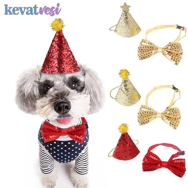 Домашние шапки для собак Рождественский ошейник собаки регулируемый милый