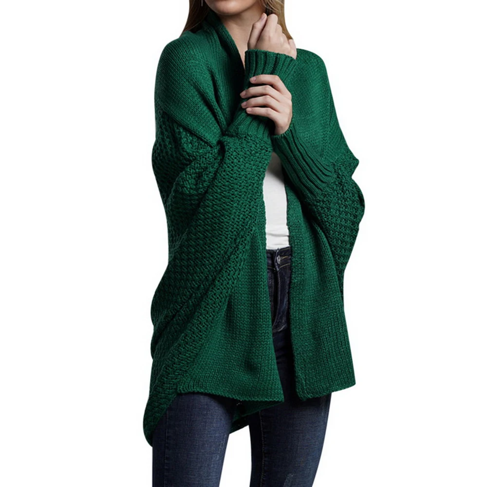 Style 4 Green Осенний женский длинный кардиган, Однотонный свитер с капюшоном, длинное пальто, зимнее женское вязаное пальто размера плюс 5XL, повседневная трикотажная одежда - Цвет: Style 4 Green