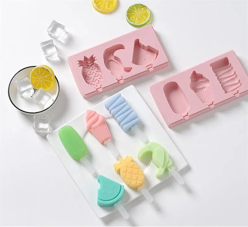 

Silicone Ice Cream Mold with Cover Animals Shape Jelly Form Maker for Ice lolly Moulds Ice Cube Tray for Candy Bar Decoration