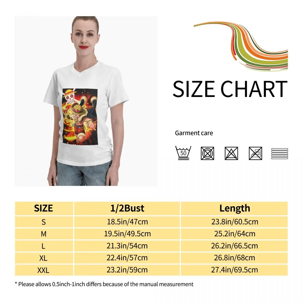 

Anime Fans MonkeyD Luffy 6 women's T Shirts Not easy to shrink V-neck T-shirt with short sleeves