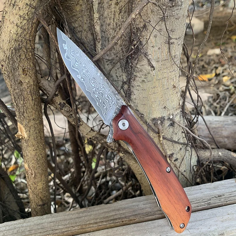 Новый карманный нож ручной работы из красного сандалового дерева Дамаск VG10