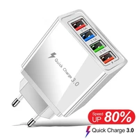 4usb mobile phone charger 3a travel charging plug us plug eu plug abs charger led light charger