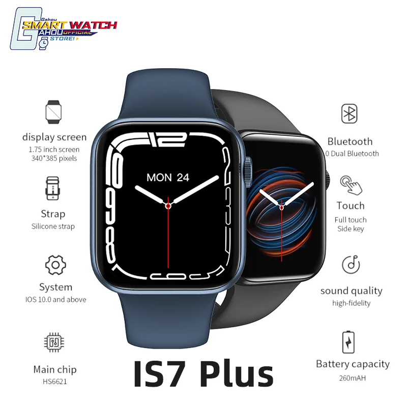 

2022 IWO 14 часы 7 умные часы IS7 Plus для мужчин часы Беспроводная зарядка DIY часы с циферблатом 1,75 дюймов HD экран PK T500 Plus