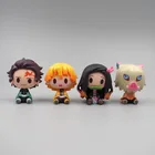 Аниме Фигурка рассекающего демонов, 4 шт.компл., мини-фигурка Q Version Kamado Tanjirou Nezuko Kimetsu no Yaiba, сборная Игрушечная модель