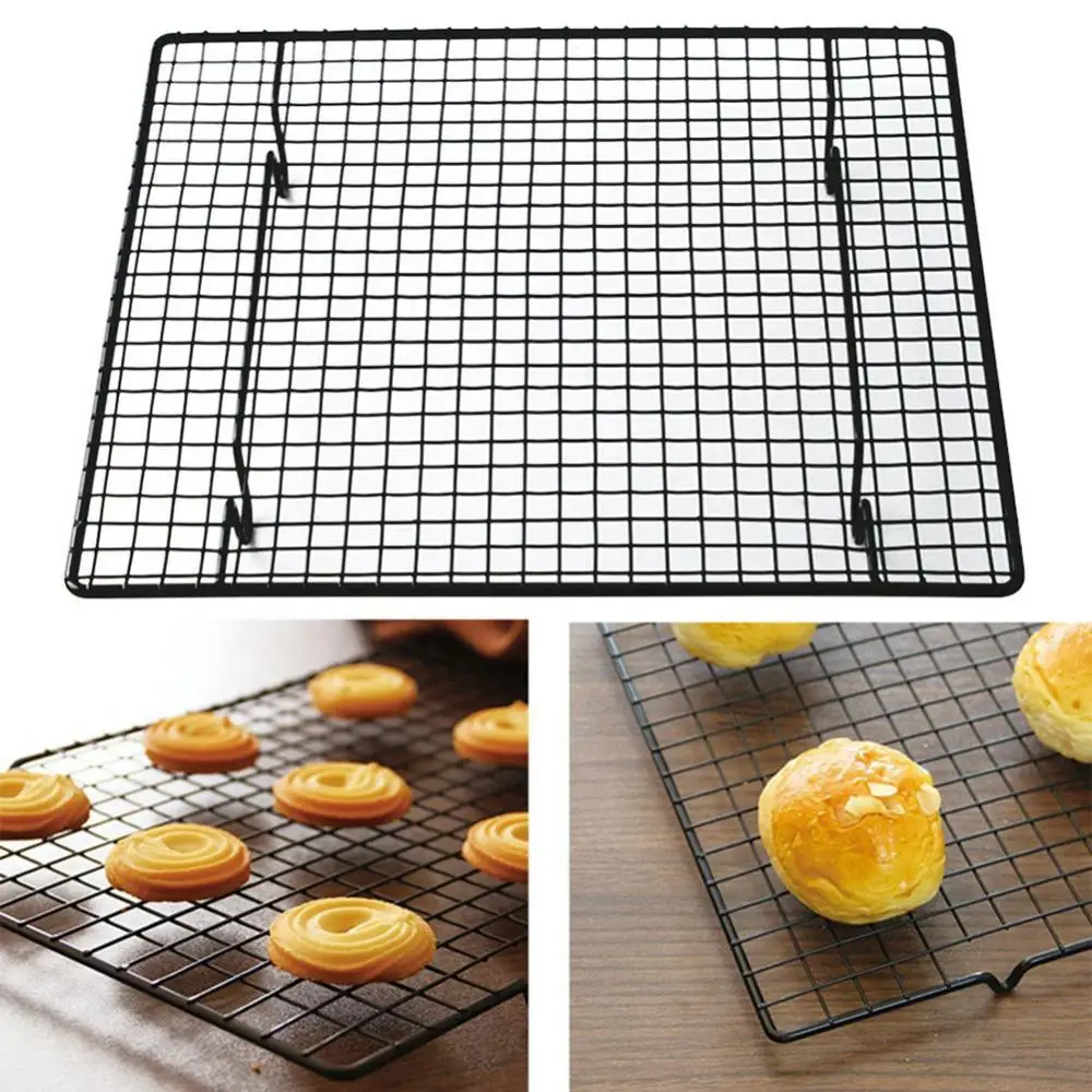 

50% Hot Sale Non-Stick Wire Grid Cooling Tray Cake Food Rack Kitchen Baking Pizza Bread Cooling Barbecue Biscuit Holder Shelf