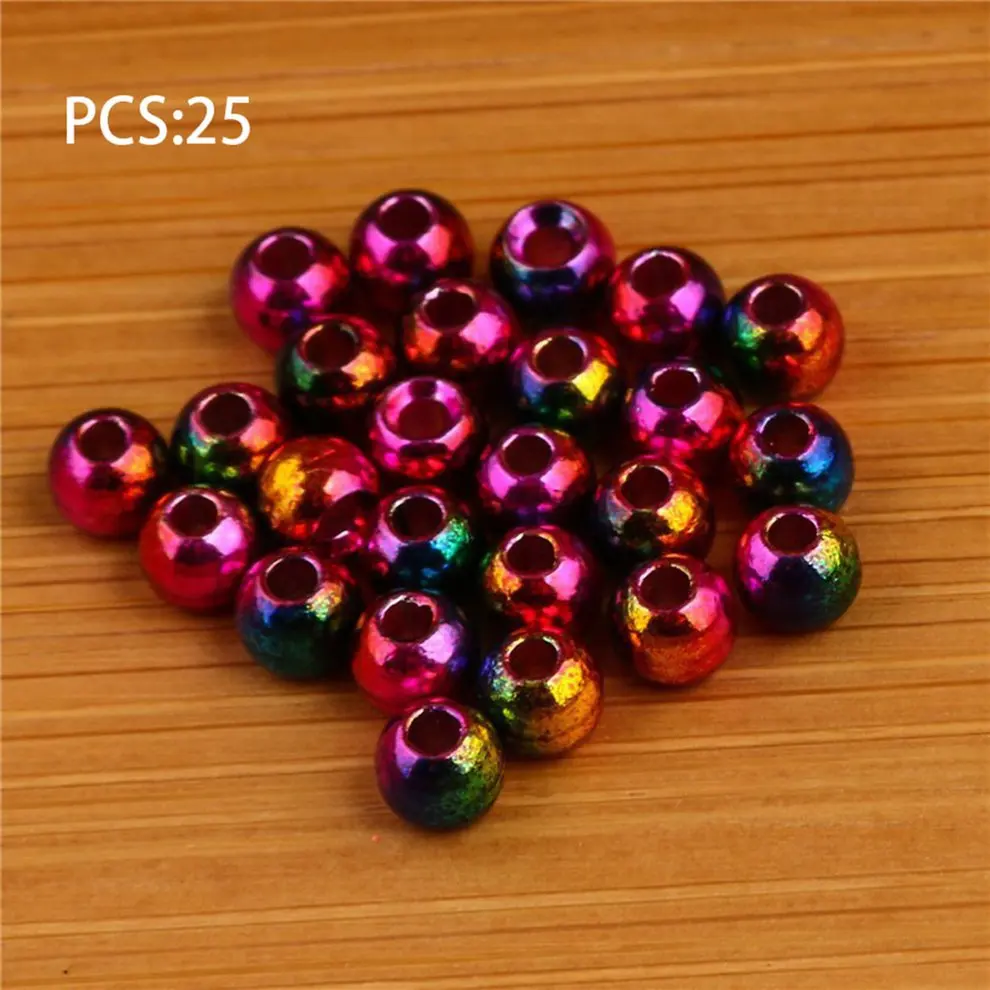 colorful 4.6mm 25 шт. Вольфрам щелевые мушек Головы Бусины Nymph с шариковой головкой для Вязание мушек материалы 2/2. 4/2. 8/3. 3/3. 8/4. 6 мм - Цвет: colorful 4.6mm