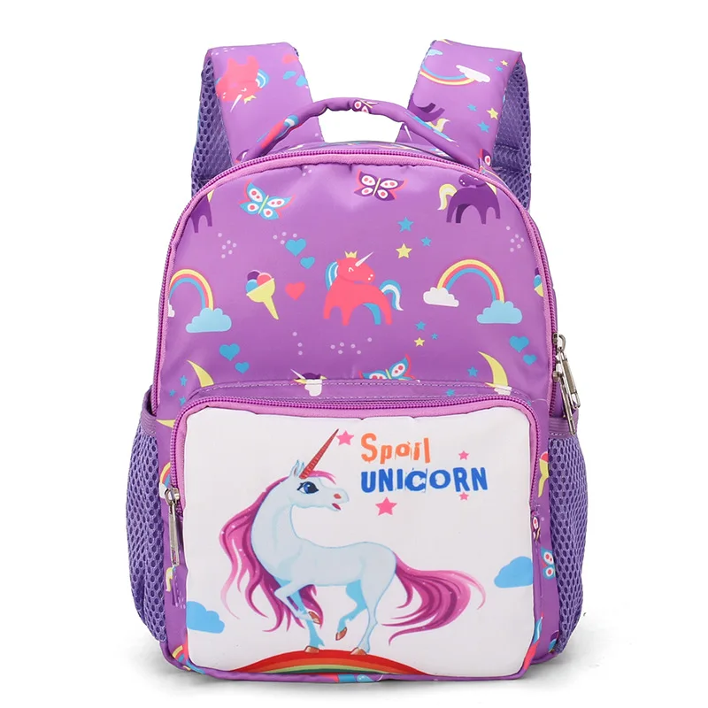 Girl School Bags Child Pink Purple Nylon Printing Backpack Kindergarten Student Cute Girls Children's Schoolbag Waterproof Kids