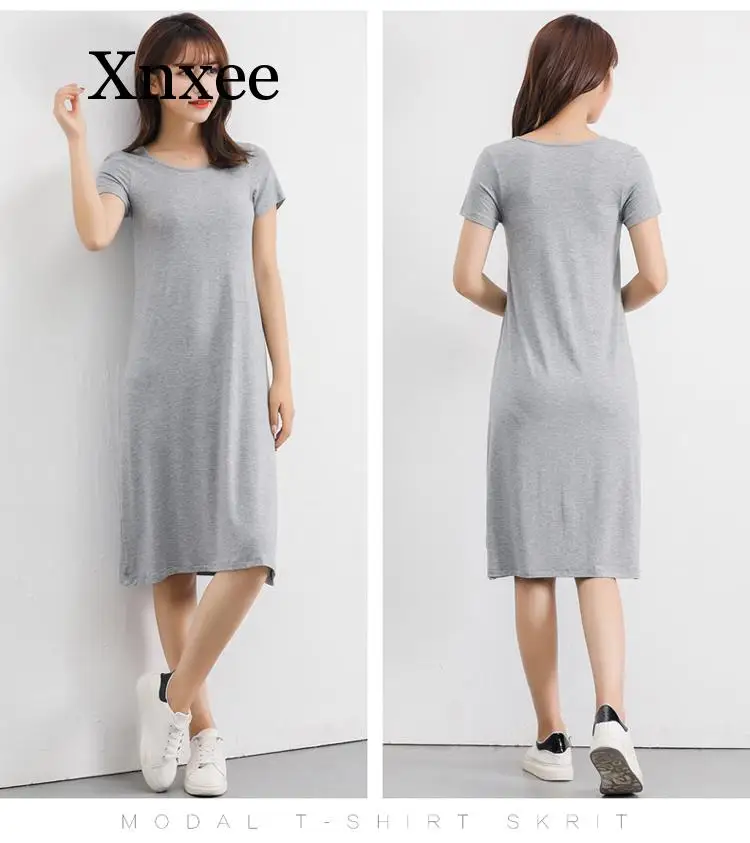 2020 Летняя женская ночная рубашка больших размеров мягкая хлопковая из модала с