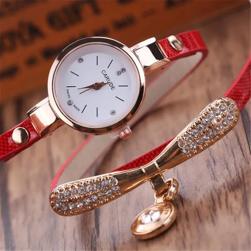 

Women Watches Vogue Pretty Bracelet Watch Women Relogio Leather Rhinestone Analog Quartz Watch Clock Female Montre Femme P20