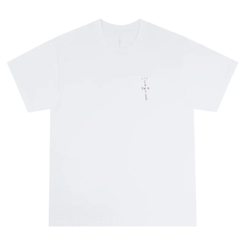 

Fashion Travis Scott Cactus Logo Print Solid Colo Kitsune T-shirt Men Women 1:1 High Quality Cactus T shirts Z-stitch Tee Tops