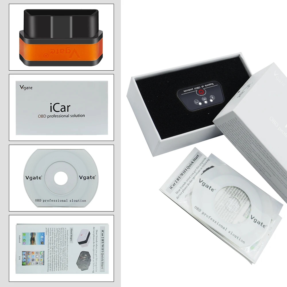 Автомобильный диагностический сканер Vgate iCar2 Bluetooth/Wi Fi OBD2 elm327|Диагностические