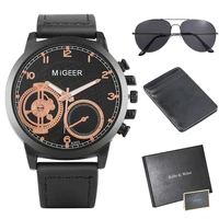 mens watch wallet sunglass gift set quartz wristwatch leather credit wallet exquisite sunglasses gifts box for fathers day