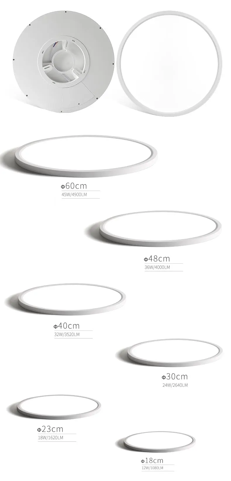 Современный светодиодный потолочный светильник D480mm D600mm Home Lighting 5000 K, лампа для кухни, спальни, ванной комнаты, ультратонкая потолочная лампа для монтажа на поверхности