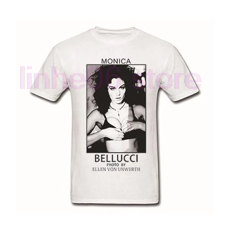 Monica Bellucci By Ellen Unwerth T Shirt Mens Fashion Casual Shoet Sleeve 100% Cotton Top Tees T-Shirt | Мужская одежда