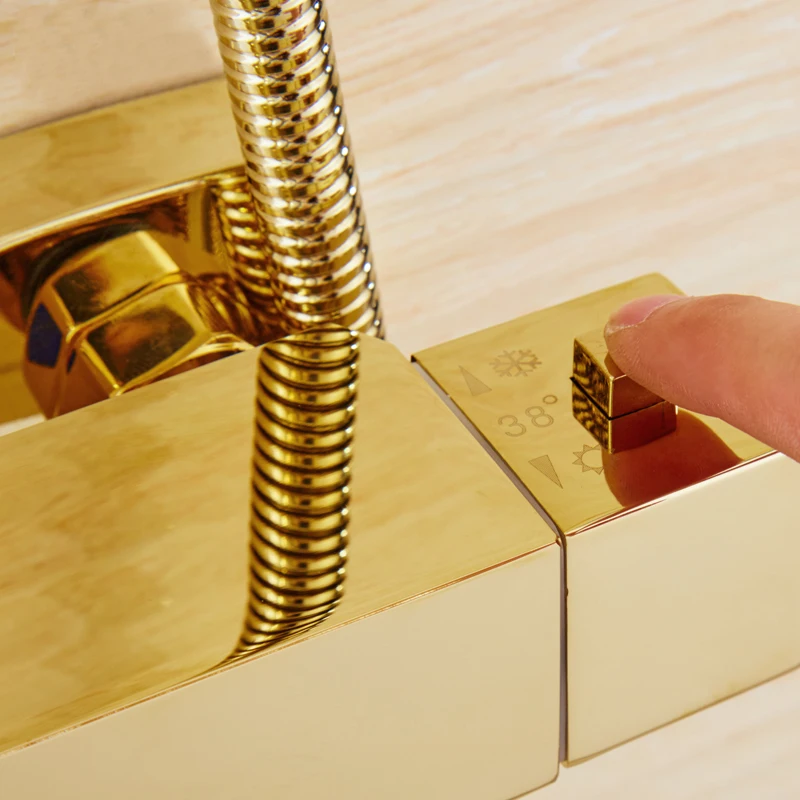 Смеситель для душа термостатический смеситель набор золотого цвета ванной