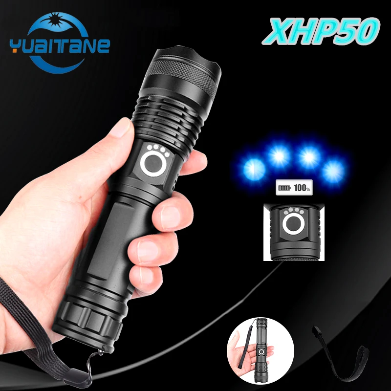 

Xhp50.2 Most Powerful Flashlight 5 Modes Usb Zoom Led Torch Xhp50 18650 or 26650 Battery Best Camping, Outdoor LED Bulbs TRLIFE