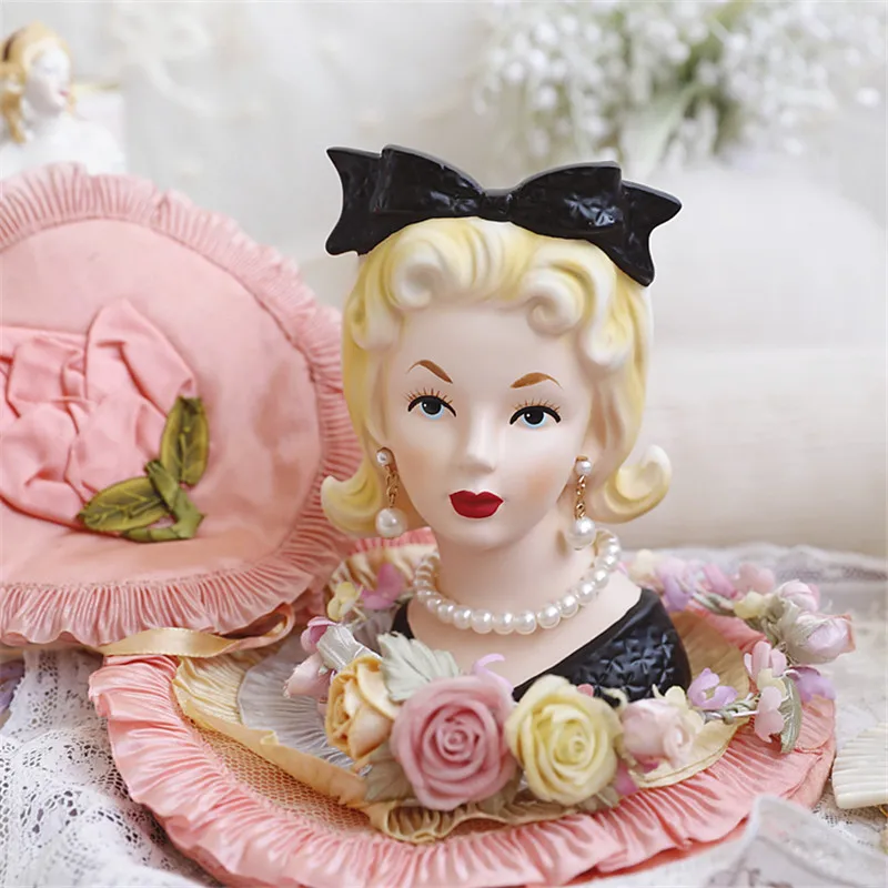 

Nordic Beauty Pearl Bow-knot Lady Head Portraits Vase Creative Living Room Dried Flower Arrange Flowers Flower Pot