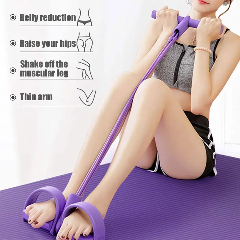 4 трубки Эспандеры латекс педаль тренажер для мышц сидеть вытяжная верёвка из