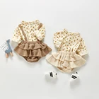 Детский хлопковый комбинезон, рубашка с оборками и цветочным принтом, для новорожденных