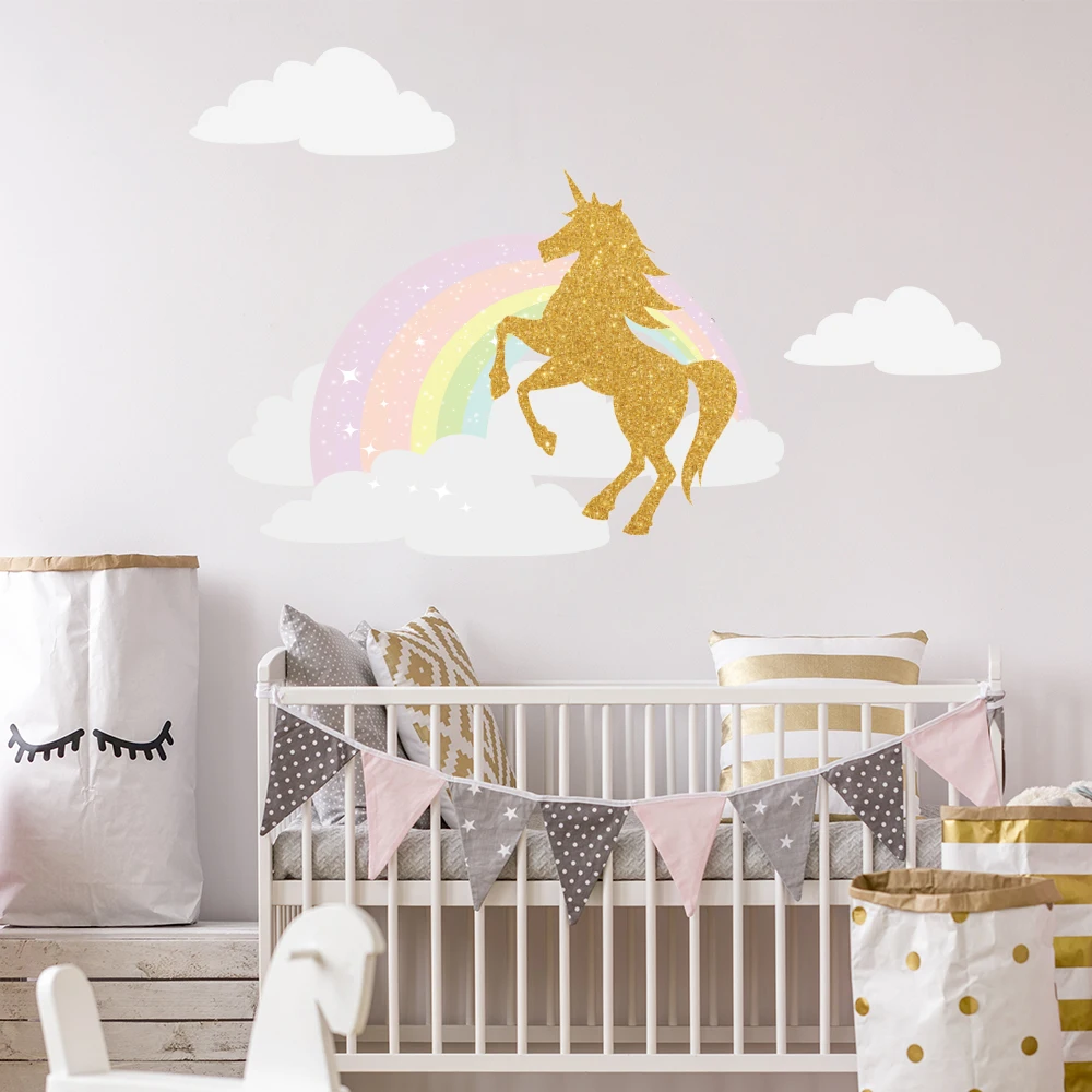 

Unicorn Rainbow Wall Sticker Living Room Bedroom Decoration Corridor Large Stickers Self-Adhesive Wallpaper