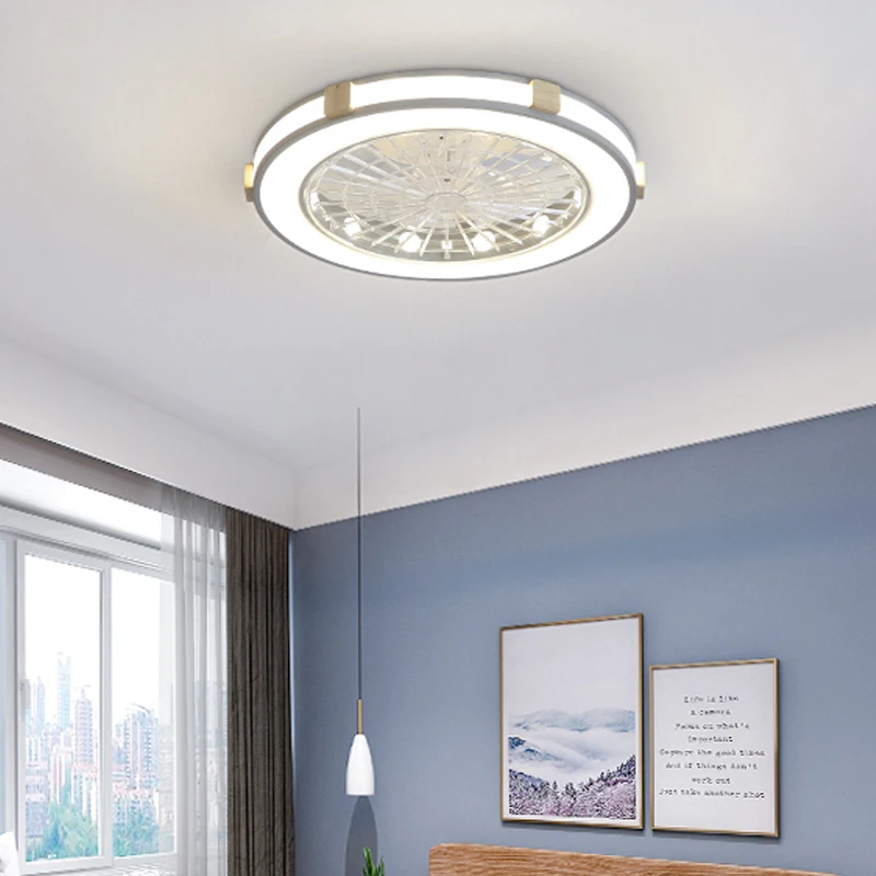 Smart Ceiling Fan with Remote Control Dimmable Indoor Home Decor 50cm Light Modern Wood Lighting Circular | Лампы и освещение