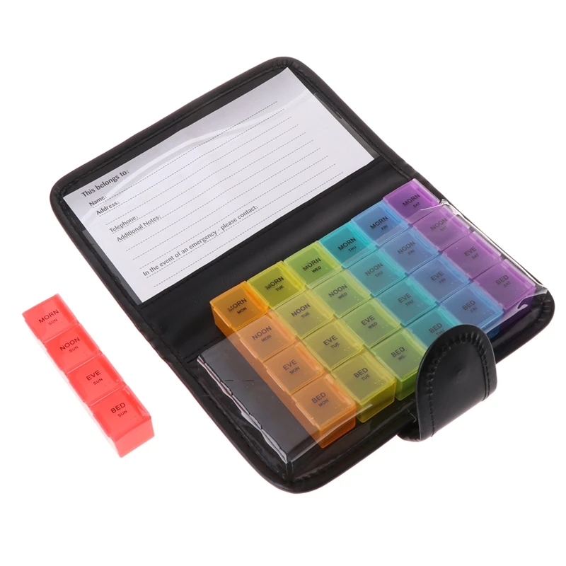 

Extra Large Pill Organizer 7 Day Weekly XL Travel Case Medication Reminder Pill Box Daily 28 Detachable Compartments