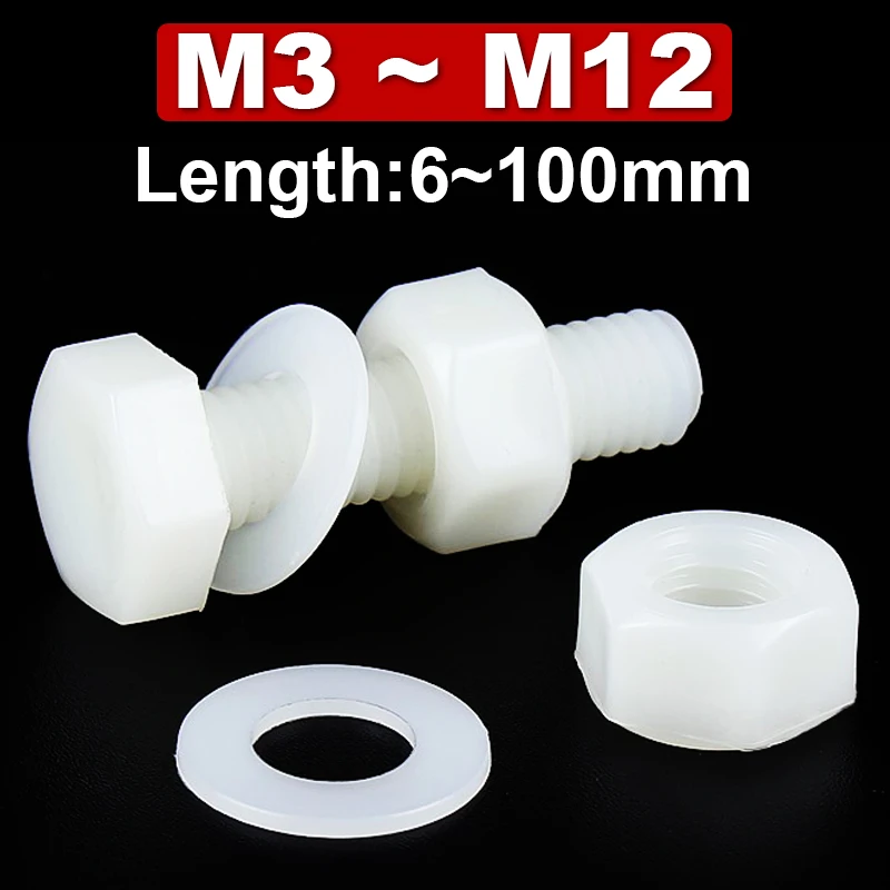 60pcs M3 M3.5 M7 Clear Nylon Plastic Flat Washers Kit Fit Metric Screws & Bolts 