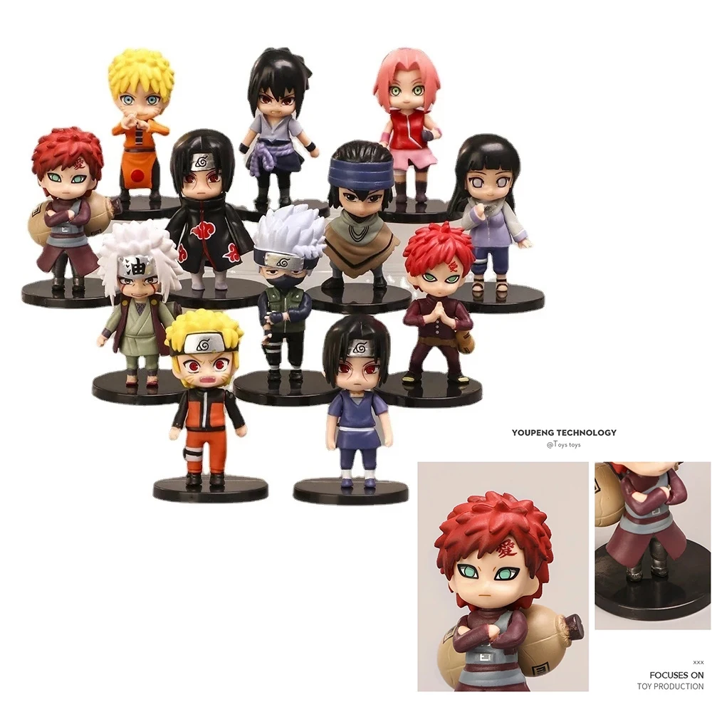 12 шт./компл. Аниме Naruto Shippuden Hinata Sasuke Itachi Kakashi Gaara Jiraiya Sakura Q версия ПВХ Фигурки