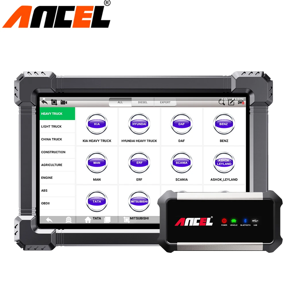

ANCEL X7 HD Heavy Duty Truck HD Модуль Беспроводные диагностические инструменты для автомобилей Полная система OBD2 сканер для 24 В грузовик Дизель 15 сброс...
