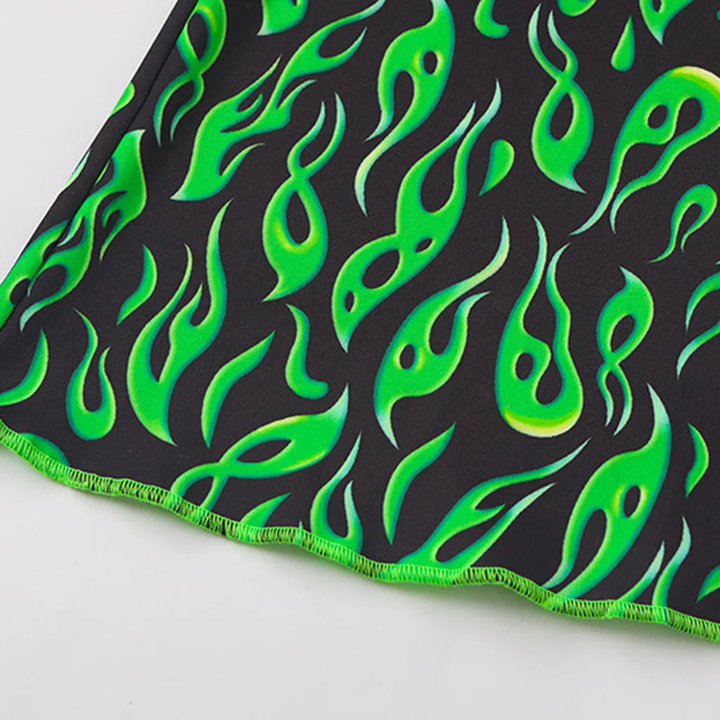 

2021 NEW Fashion Novelty Pants For Women's Elastic Waist Printing Pattern Slim Fit Casual Trousers Loose Flare Pants